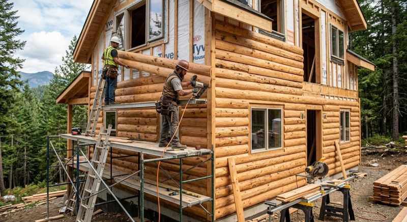 Log Siding Installation in Huntington, VT